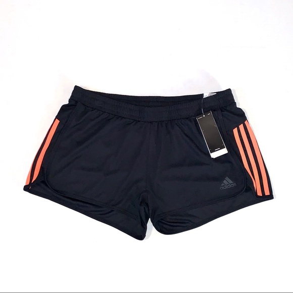 ADIDAS Women Black Orange Climalite Running Shorts - Picture 1 of 6